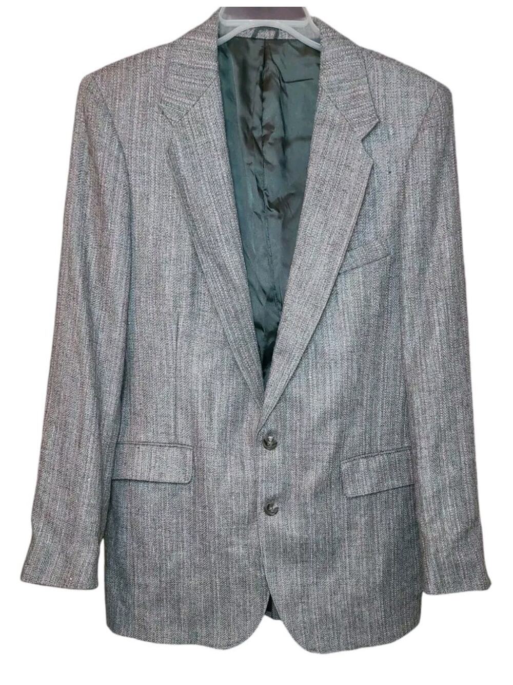 John Henry Tweed Style 40L Sport Coat 2-Button Gray Lined Blazer Jacket